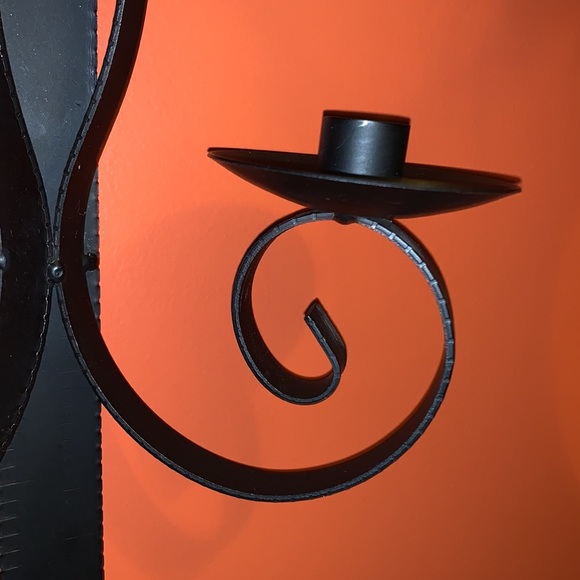 Accents | Vintage 196s Gothic Black Wrought Iron Wall Sconce Taper
